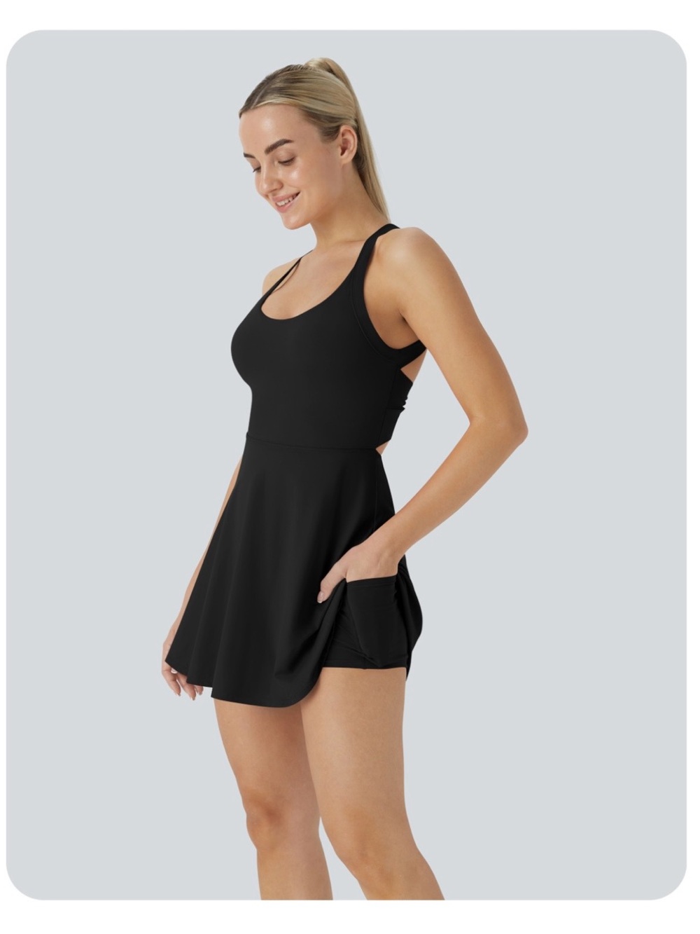 HALARA Black Athletic Dress with Built-In Shorts